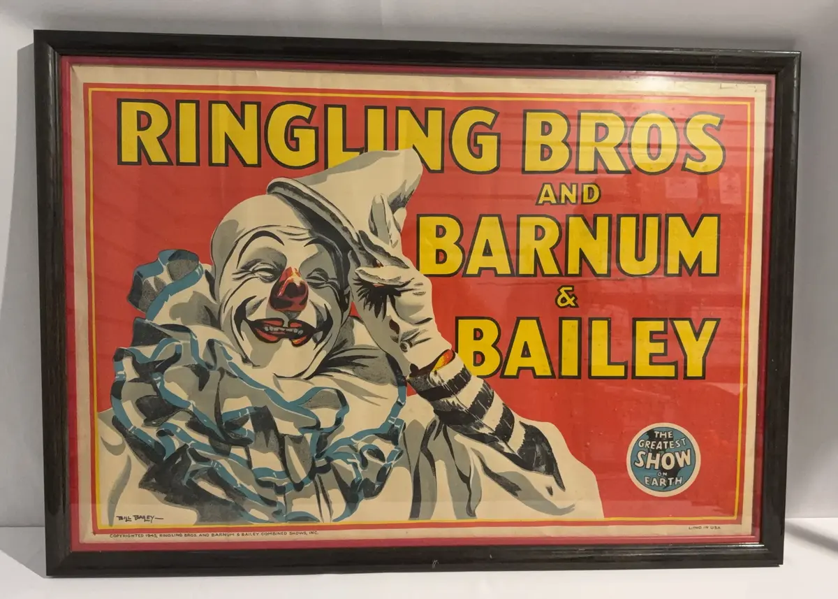 Original American Vintage 1945 Ringling Brothers In Barnum & Bailey Circus Lithograph Poster