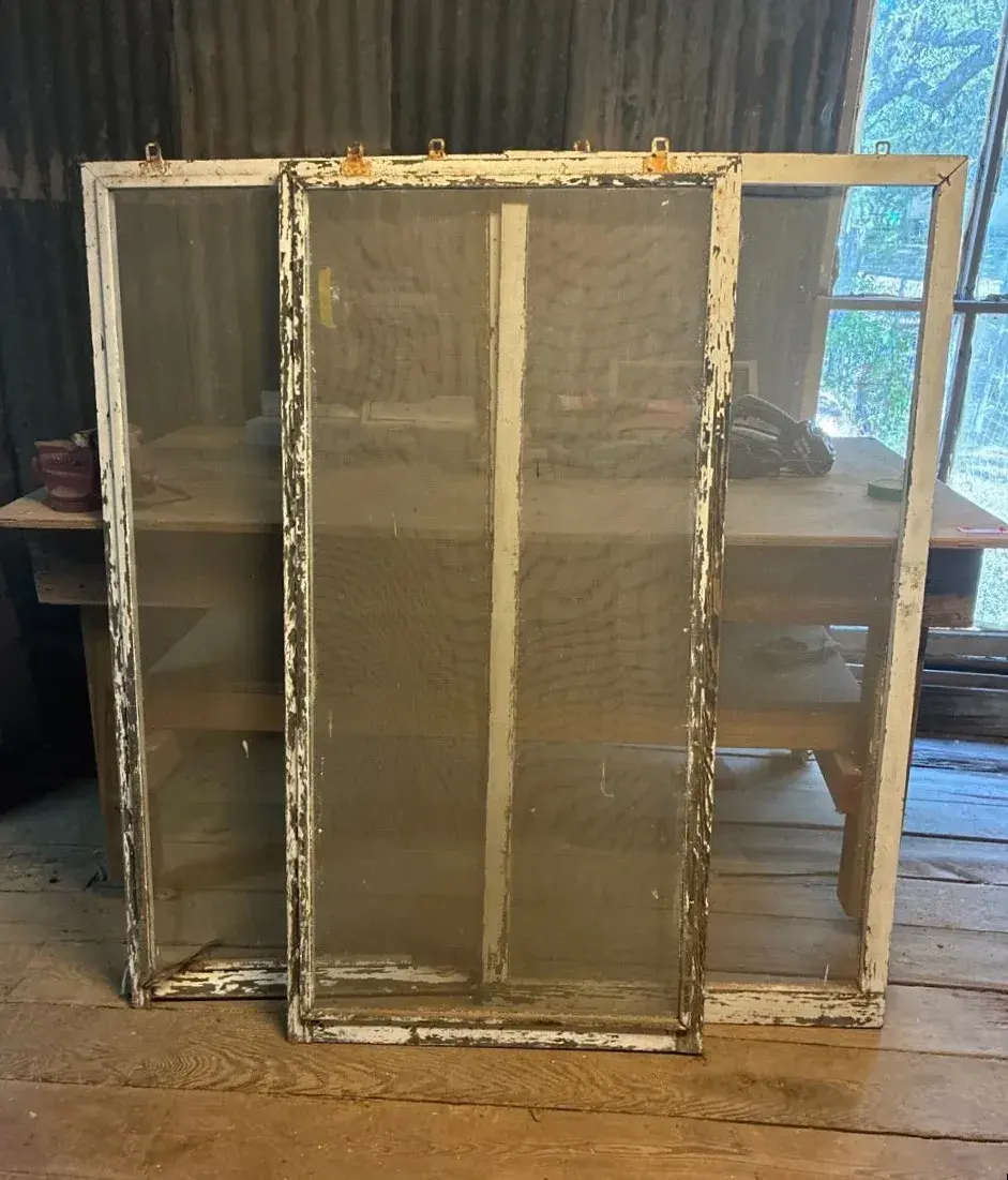 Vintage Wooden Window Screens - Set Of 3 Large