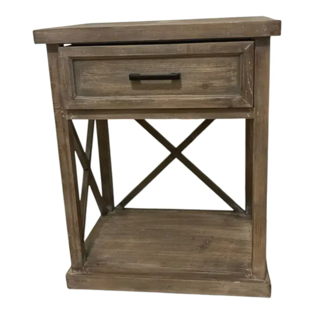 Weathered Wooden End Table S Power Display Rack