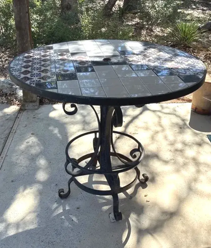 Mexican Tile Top Wrought Iron Bistro Bar Table