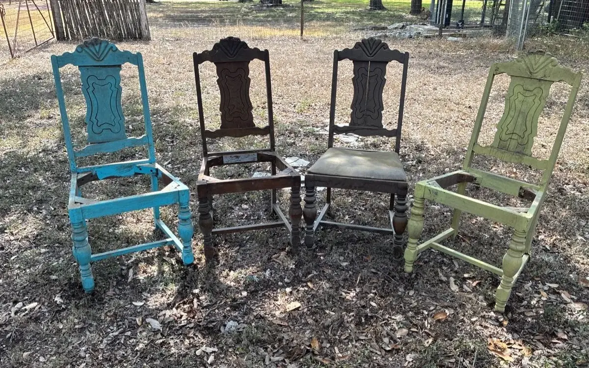 Vintage Spanish-style Carved Dining Chairs - Set Of 4