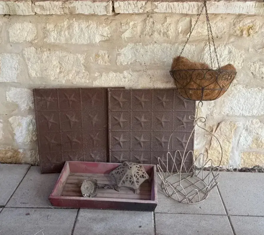 Tin, Metal And Wood Rustic Decor