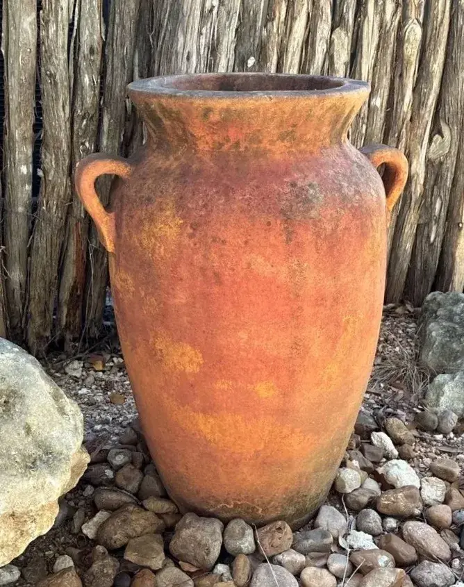 Large Rustic Terracotta Jug/planter With Twin Loop Handles
