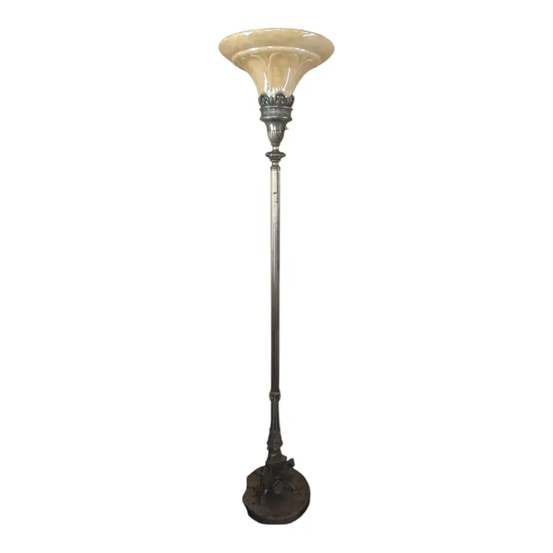 Vintage Metal torchière floor lamp- Very Heavy 