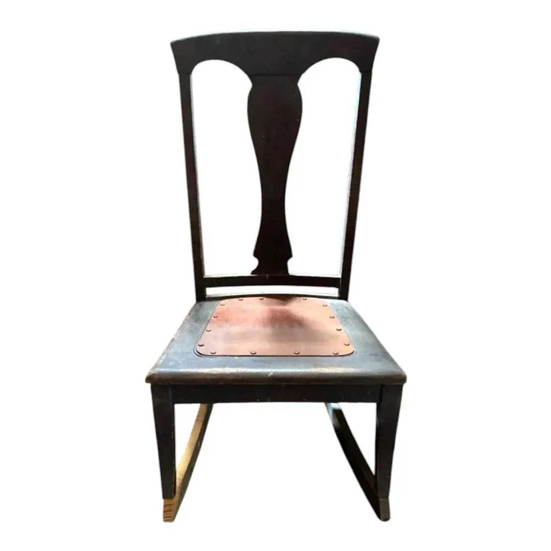 Antique Wooden T-back Chair With a Slip Seat