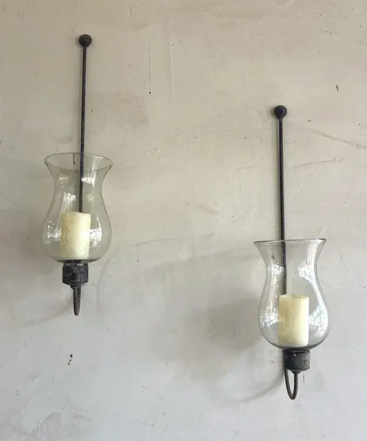 Pair of Rustic Metal, Outdoor Scones 