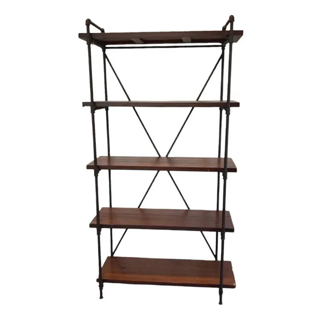 5-Shelf Industrial Style Shelving Unit With Dark Metal Frame