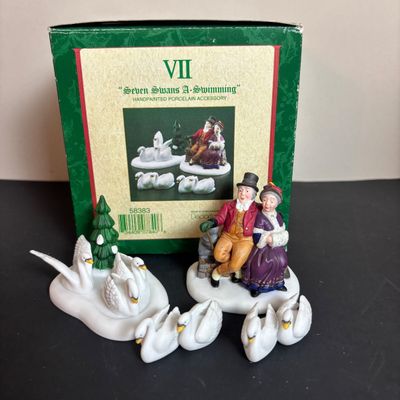 LOT 98: Dept 56 Twelve Says of Dickens Village: Eleven Lords A-Leaping, Seven Swans A-Swimming, Nine Ladies Dancing, Twelve Drummers...
