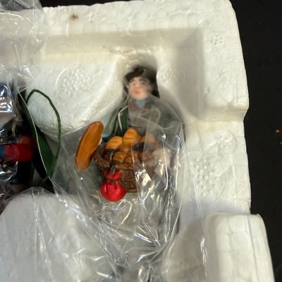 LOT 41: Dept 56 Holiday Accessories - Town Tinker, Cobbler & Clock Peddler, Buying Baker's Bread, Alpine Villagers, Chelsea...