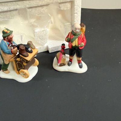 LOT 41: Dept 56 Holiday Accessories - Town Tinker, Cobbler & Clock Peddler, Buying Baker's Bread, Alpine Villagers, Chelsea...
