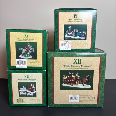 LOT 98: Dept 56 Twelve Says of Dickens Village: Eleven Lords A-Leaping, Seven Swans A-Swimming, Nine Ladies Dancing, Twelve Drummers...