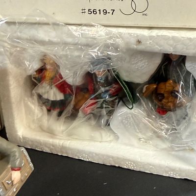 LOT 41: Dept 56 Holiday Accessories - Town Tinker, Cobbler & Clock Peddler, Buying Baker's Bread, Alpine Villagers, Chelsea...