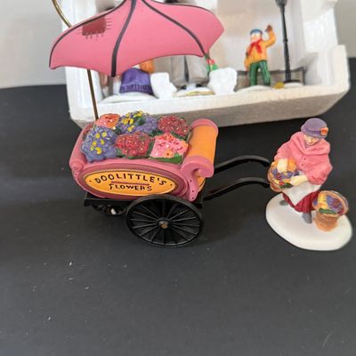 LOT 38: Dept 56 Holiday Village Accessories - Alpine Villagers(2 Sets), Vision of Christmas Past, Christmas Carol Morning, Chelsea Market...