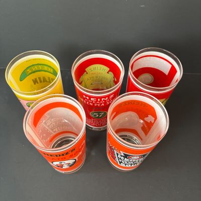 LOT 151: Vintage Georges Briard Heinz Label Drinking Glasses - Set of 5