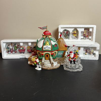 LOT 93: Dept 56 North Pole Series The Elf Spa & Heritage Collection Accessories: I'll Need More Toys, Baker Elves, Toy Maker...