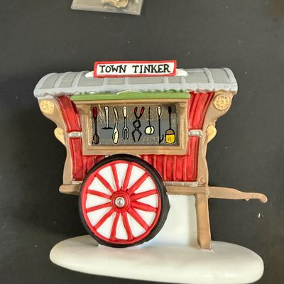 LOT 41: Dept 56 Holiday Accessories - Town Tinker, Cobbler & Clock Peddler, Buying Baker's Bread, Alpine Villagers, Chelsea...
