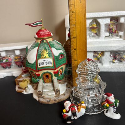 LOT 93: Dept 56 North Pole Series The Elf Spa & Heritage Collection Accessories: I'll Need More Toys, Baker Elves, Toy Maker...
