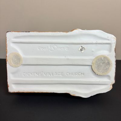 LOT 83: Dept 56 Heritage Village Collection Dickens Village Series: Village Church & Bishop Oast House & Village Porcelain Pine Tree