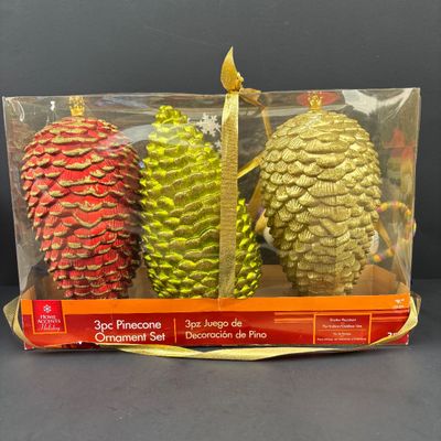 LOT 145: Traditions Holiday Celebrations Snowman Teapot by Christopher Radko, Hallmark Snowman's Land Ornament, Over-Sized Pinecone...