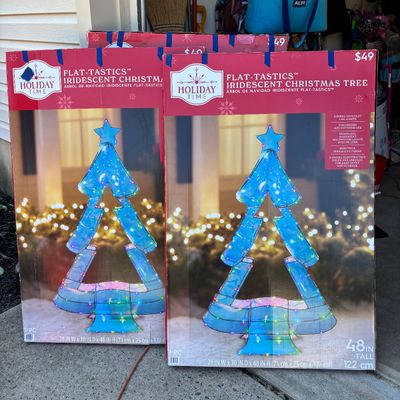 LOT 65: Set of 3 Flat-Tastics Iridescent Christmas Tree 48"
