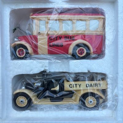 LOT 81: Dept 56 Accessories w/Original Boxes: Trimming the North Pole, Transport, Charting Santa's Course, Baker's Elves, One...