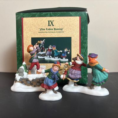 LOT 98: Dept 56 Twelve Says of Dickens Village: Eleven Lords A-Leaping, Seven Swans A-Swimming, Nine Ladies Dancing, Twelve Drummers...
