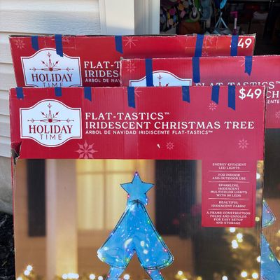 LOT 66: Set of 3 Flat-Tastics Iridescent Christmas Tree 48"