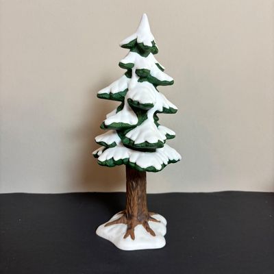 LOT 83: Dept 56 Heritage Village Collection Dickens Village Series: Village Church & Bishop Oast House & Village Porcelain Pine Tree