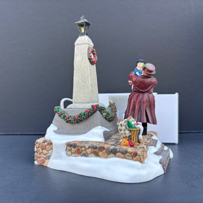 LOT 140: Dept 56 Village Accessories: Animated Holiday Joy, Hot Roasted Chestnuts, Until We Meet Again & On To the Show