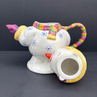 LOT 145: Traditions Holiday Celebrations Snowman Teapot by Christopher Radko, Hallmark Snowman's Land Ornament, Over-Sized Pinecone...