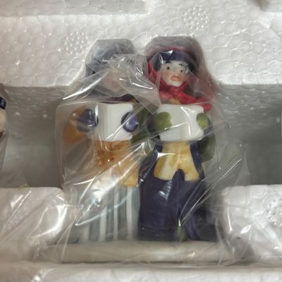 LOT 90: Dept 56 Dickens Village Houses & Accessories w/Original Boxes: Violet & Chestnut Vendor & Carolers, Peggotty's...