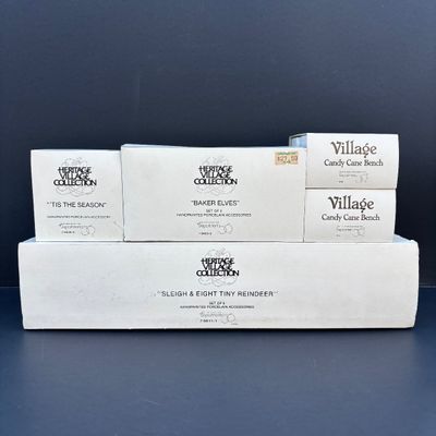 LOT 138: Department 56 Heritage Village Collection Christmas Figurines Lot with Boxes