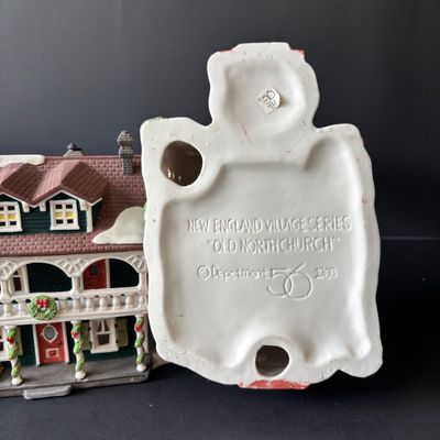 LOT 147: Dept 56 New England Series Old North Church & Captain's Cottage along with Dickens Series Coble Police Station