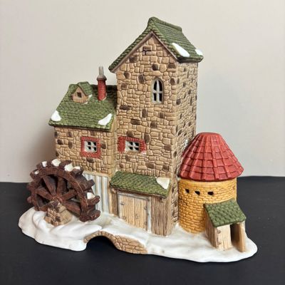LOT 94: Dept 56 Limited Edition 1681 of 2500 Dickens Village Mill, New England Series Laurel Hill Church & Accessories