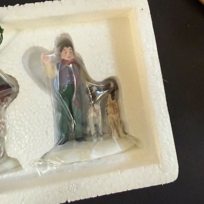 LOT 38: Dept 56 Holiday Village Accessories - Alpine Villagers(2 Sets), Vision of Christmas Past, Christmas Carol Morning, Chelsea Market...