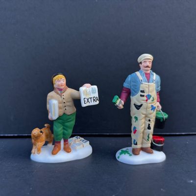 LOT 141: Dept 56 Village Accessories: City Profession: Doctor & Nurse, Postman & Dairy Delivery Man, Hailing a Cab and Christmas...