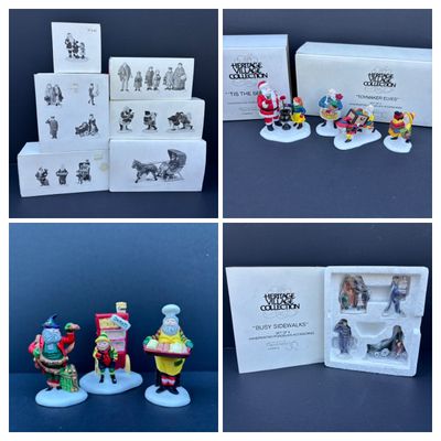 LOT 75: Dept 56 Accessories w/Original Boxes: Busy Sidewalks, Baker Elves, Tis the Season, Carolers on the Doorstep, Toymaker Elves * One...