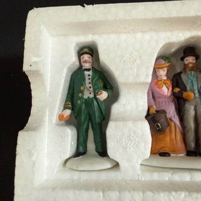 LOT 38: Dept 56 Holiday Village Accessories - Alpine Villagers(2 Sets), Vision of Christmas Past, Christmas Carol Morning, Chelsea Market...