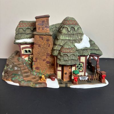 LOT 92: Dept 56 Dickens Village w/Original Boxes: Crooked Fence Cottage, Scrooge & Marley Counting House, Postern & Porcelain Tree