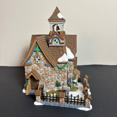 LOT 94: Dept 56 Limited Edition 1681 of 2500 Dickens Village Mill, New England Series Laurel Hill Church & Accessories