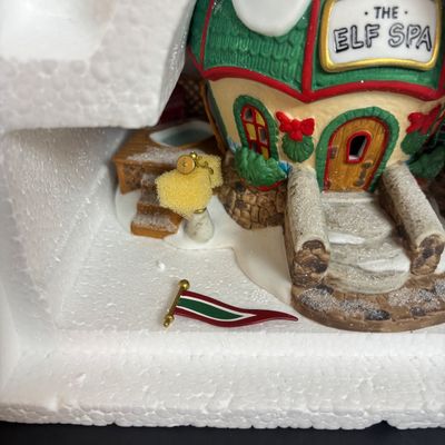 LOT 93: Dept 56 North Pole Series The Elf Spa & Heritage Collection Accessories: I'll Need More Toys, Baker Elves, Toy Maker...