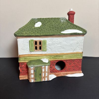 LOT 92: Dept 56 Dickens Village w/Original Boxes: Crooked Fence Cottage, Scrooge & Marley Counting House, Postern & Porcelain Tree