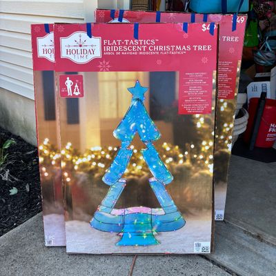 LOT 65: Set of 3 Flat-Tastics Iridescent Christmas Tree 48"