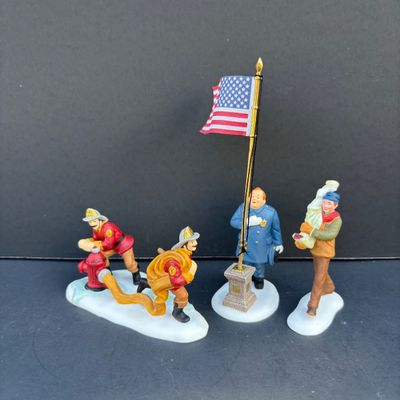 LOT 139: Department 56 Christmas in the City Series Figurines Lot with Boxes: Fire Drill Practice, Architectural, Raising the Flag &...