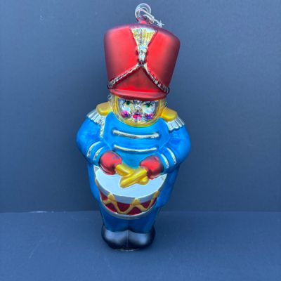 LOT 72: Dept 56 Hand Blown Mercury Glass Ornaments in Original Boxes - Toy Soldier & Santa on Rocking Horse