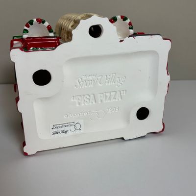 LOT 82: Dept 56 Snow Village Collection: Holly Brothers Garage, Pisa Pizza & Village Used Car Lot
