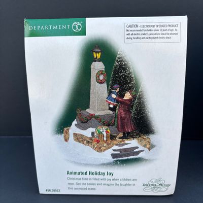 LOT 140: Dept 56 Village Accessories: Animated Holiday Joy, Hot Roasted Chestnuts, Until We Meet Again & On To the Show