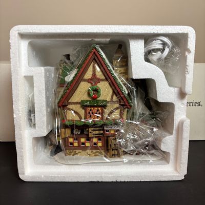 LOT 87: Dept 56 Dickens Village Houses w/Original Boxes: Leacock Poultry, Peggotty's Seaside Cottage, Betsy Trotwood's Cottage