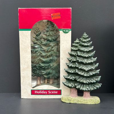 LOT 146: Assorted Christmas Village Accessories, Trees, Figures & Power Adapter