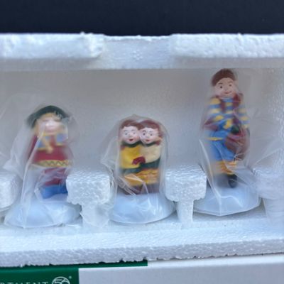 LOT 143: Village Accessories by Dept 56: Delivering Real Plastic Snow, Santa in the City, Elves on Track, Photo w/Santa, Tangles in...